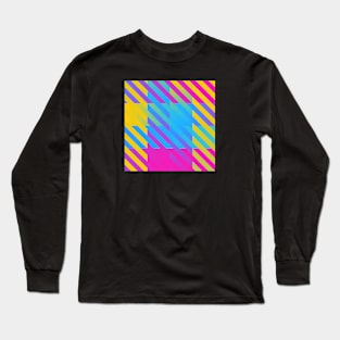 Pan Pride Diagonal Stripes Colored Checkerboard Pattern Long Sleeve T-Shirt